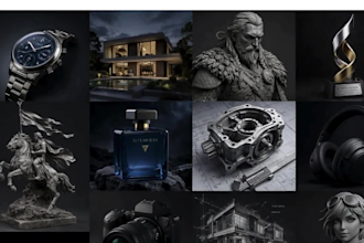 design 3dmodel, character sculpture for 3d printing, game and rendering