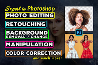 do magic photoshop photo editing, manipulation, retouching, background removal