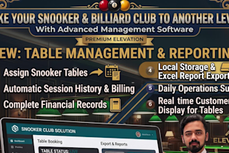 develop a custom snooker club management software with pos and billing