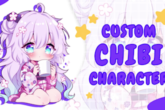 draw cute anime chibi art character based on your oc or vtuber