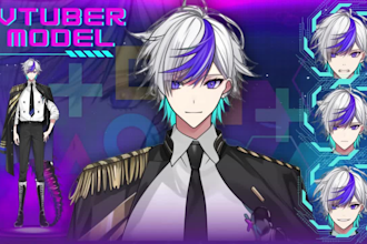 draw a custom anime style vtuber model or character art