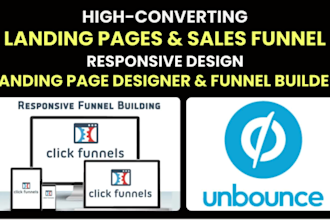 build landing pages and sales funnel in unbounce, clickfunnels and webflow