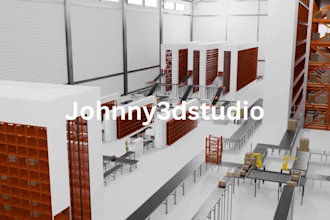 create 3d warehouse operation, logistic, supply chain animation