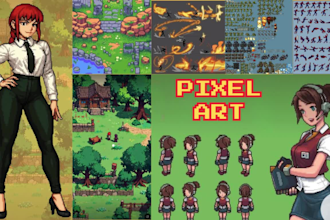 create pixel art characters, sprites, tilesets and game assets