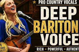 be your professional female country singer with deep baritone vocals