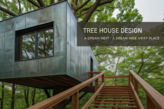 create tree house, relax house design for kids, adult, family and pet