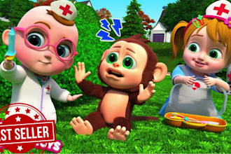 produce 3d animation, fast learning kids educational videos for youtube in 24hrs