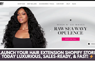 design hair extension shopify store hair wig  stylist beauty salon hair website