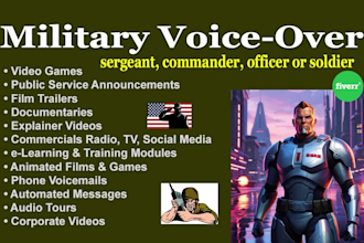 record a military style voice over performances and sound bites