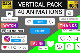 40 vertical social media button animations for reels