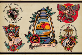 create awesome old school tattoo style design