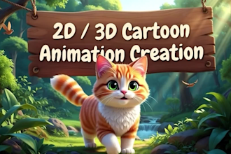 create 2d and 3d kids cartoon animation