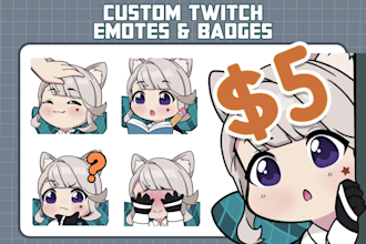 draw kawaii chibi emotes and sub badges for twitch