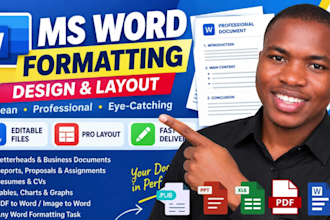 create, format, edit, proofread, redesign microsoft document