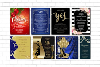 design invitations, menu, save the date, ticket in 4hrs