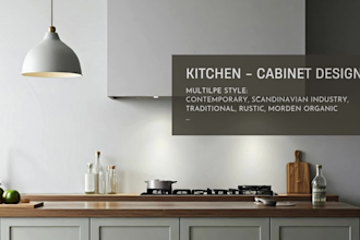 design kitchen  and cabinet in 2d and 3d