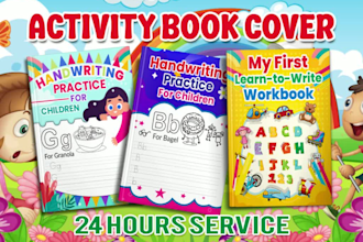design kids activity book and kindergarten worksheets book cover for kdp amazon