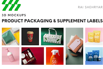 design product packaging and label with 3d mockups