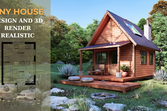 design and render stunning 3d tiny houses, cabins for airbnb or off grid