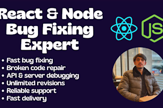 debug and fix react frontend and node js backend bugs