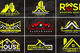 modern real estate, construction, mortgage, property,  plumbing, roofing logo