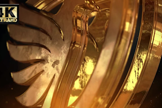 cinematic gold intro, epic and elegant logo reveal