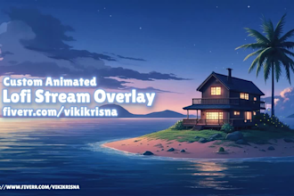 create custom animated lofi stream overlay for your twitch