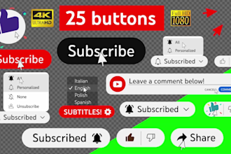 youtube subscribe pack 25 buttons