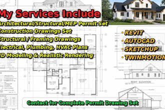 design coordinated architectural, structural and mep city permit drawings