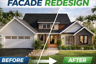 redesign your house facade and provide photorealistic exterior renders
