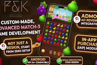 do candy crush match 3 game reskin with iap and admob
