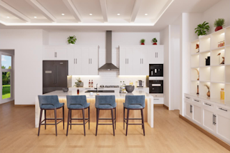 bathroom and kitchen interior design with realistic renders