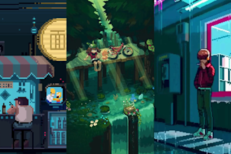 do 2d retro 8bit 16bit pixel art lofi animations and loop gif for streams