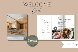 create a custom welcome book for airbnb, shortterm vacation rental guest