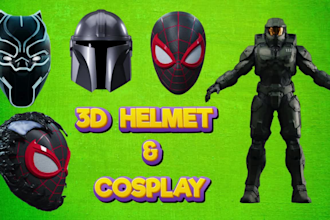 create 3d cosplay helmet, wearable amor, mask for 3d printing
