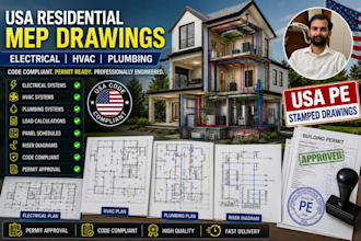 design mep drawings for electrical, hvac, and plumbing plans