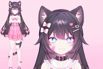 draw custom anime vtuber model, live2d rigging, 2d vtuber model 2d vtuber design