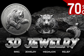 create high quality 3d jewelry, rings, coins, earrings and medallions
