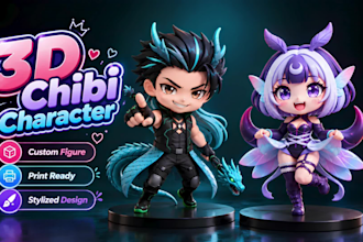 create custom 3d chibi anime collectible figurine stl for 3d printing