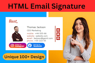 design for you an HTML email signature with animated logo