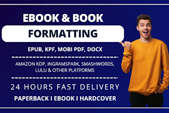 do kindle ebook formatting, paperback book formatting for amazon kdp