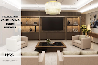 do living room interior design and 3d rendering