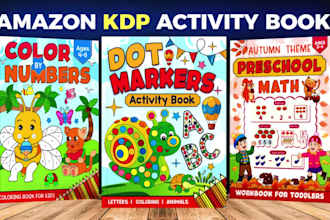 design kids and adults activity book, workbook cover for amazon KDP