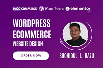 create wordpress ecommerce website, woocommerce website, webshop with elementor