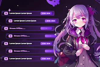 make cute aesthetics stream schedule template for vtubers