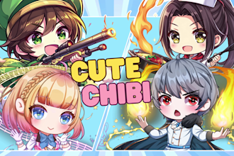draw cute chibi anime art character for pfp, sticker, and sheets
