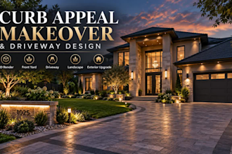 do 3d curb appeal makeover and driveway design for your exterior house