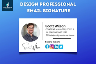 create professional  HTML signature for gmail, outlook etc