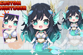 design chibituber character in cute chibi style for your stream