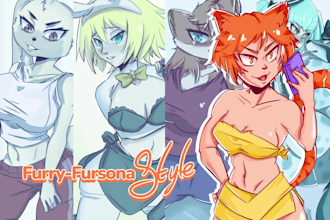 draw your furry fursona oc fanart nsfw or sfw in anime style